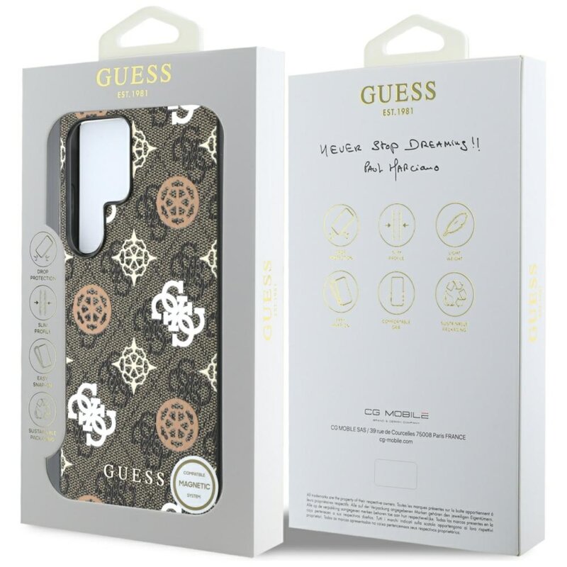 Husa originala Guess Samsung Galaxy S25 Ultra Hardcase 4G Peony, maro, GUHMS25LP4PWPW