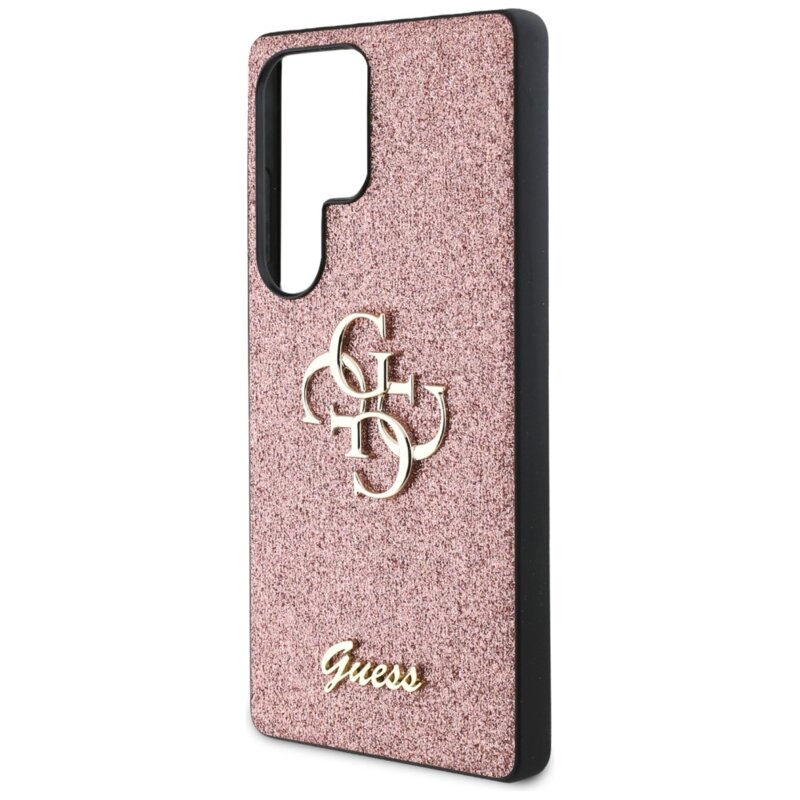 Husa Guess Glitter Script Big 4G Logo Samsung Galaxy S25 Ultra, roz, GUHCS25LHG4SGP