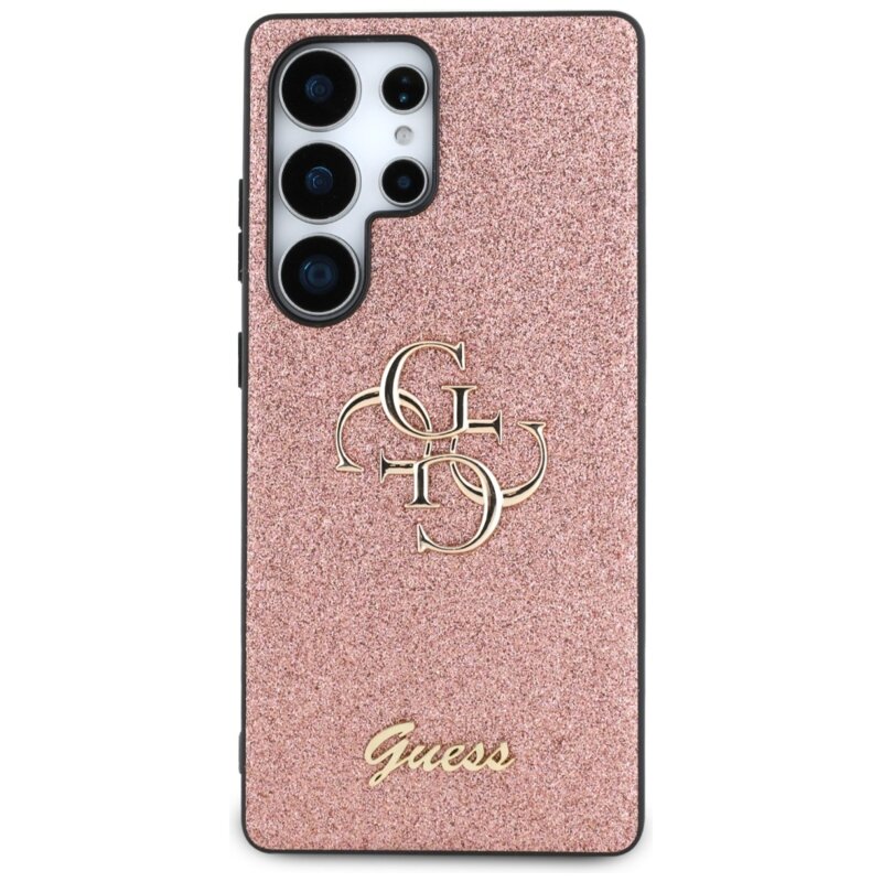 Husa Guess Glitter Script Big 4G Logo Samsung Galaxy S25 Ultra, roz, GUHCS25LHG4SGP