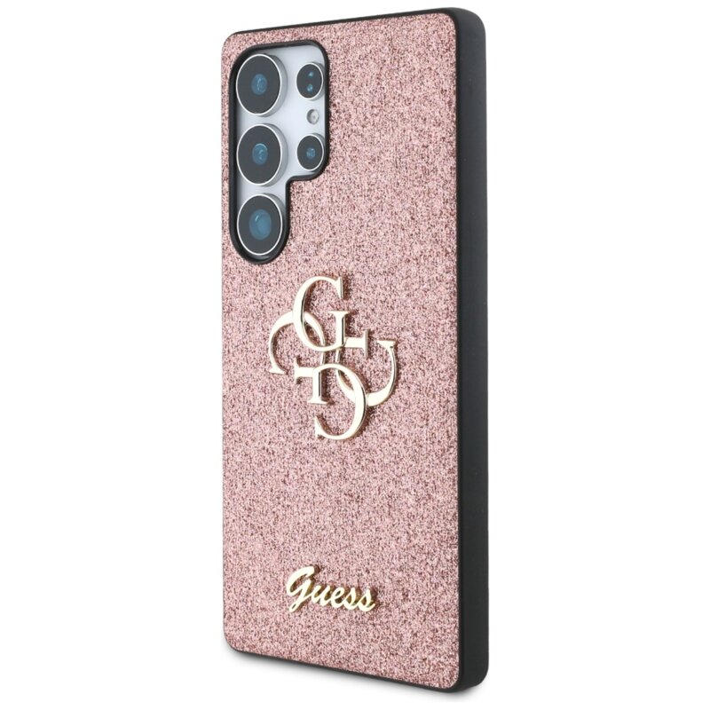 Husa Guess Glitter Script Big 4G Logo Samsung Galaxy S25 Ultra, roz, GUHCS25LHG4SGP