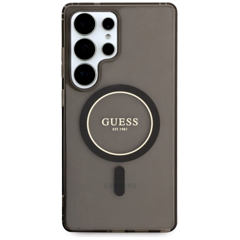 Husa Samsung Galaxy S25 Ultra originala Guess IML Glitter Circle MagSafe, negru, GUHMS25LHFGEREK