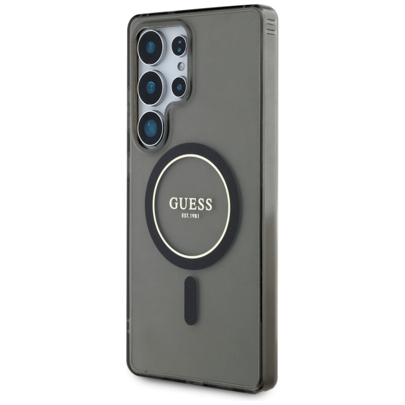 Husa Samsung Galaxy S25 Ultra originala Guess IML Glitter Circle MagSafe, negru, GUHMS25LHFGEREK