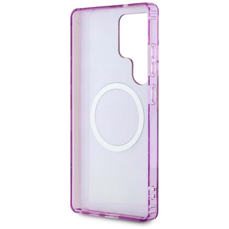 Husa Samsung Galaxy S25 Ultra originala Guess IML Metal Glitter Flowers Triangle MagSafe, mov, GUHMS25LHFLPEDU