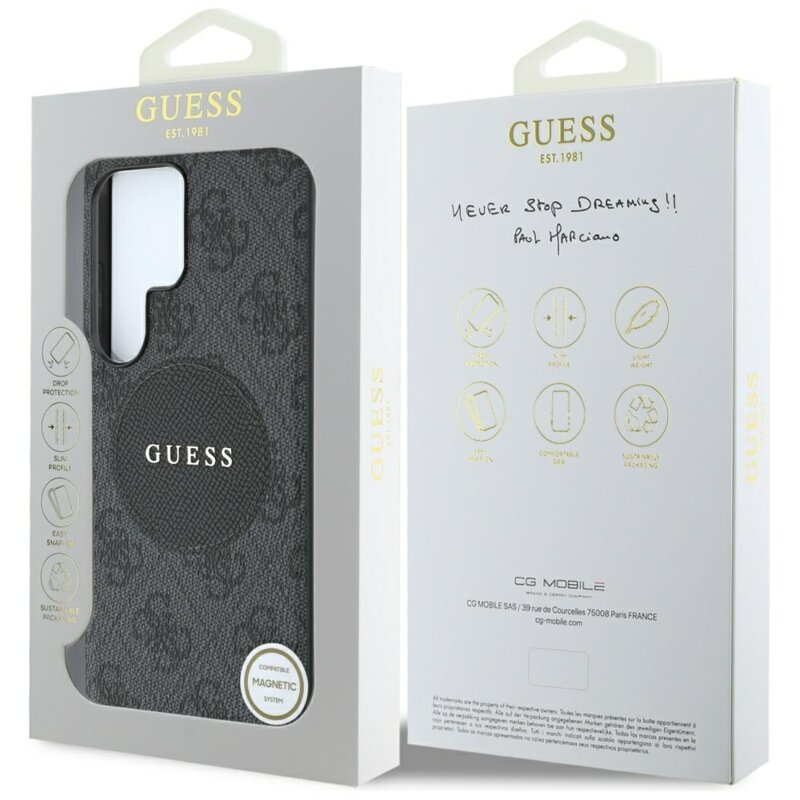 Husa Samsung Galaxy S25 Ultra Guess 4G Circle Classic Logo MagSafe, negru, GUHMS25LP4PGRSGK