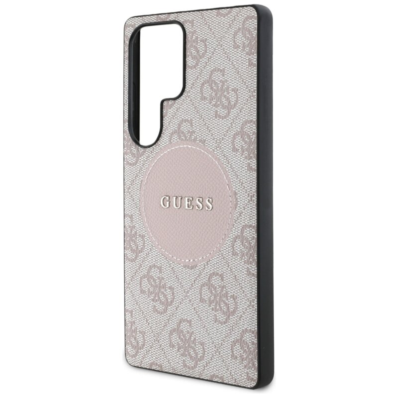 Husa Samsung Galaxy S25 Ultra Guess 4G Circle Classic Logo MagSafe, roz, GUHMS25LP4PGRSGP