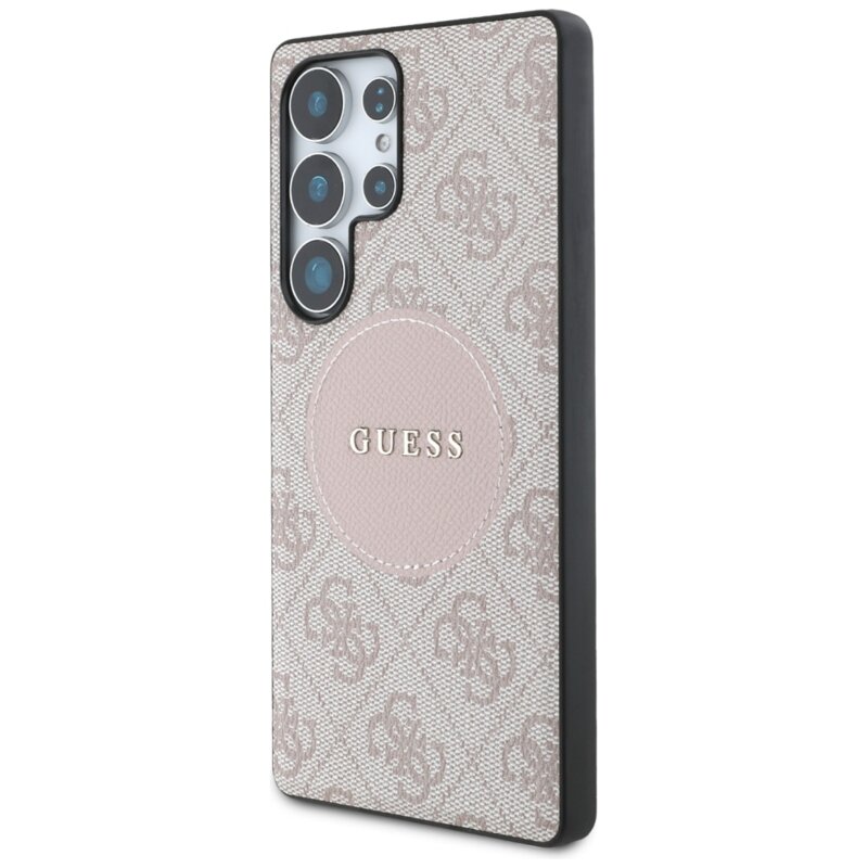 Husa Samsung Galaxy S25 Ultra Guess 4G Circle Classic Logo MagSafe, roz, GUHMS25LP4PGRSGP