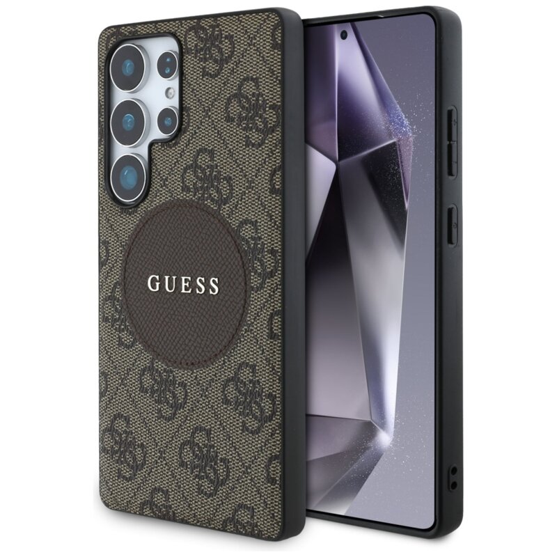 Husa Samsung Galaxy S25 Ultra Guess 4G Circle Classic Logo MagSafe, maro, GUHMS25LP4PGRSGW