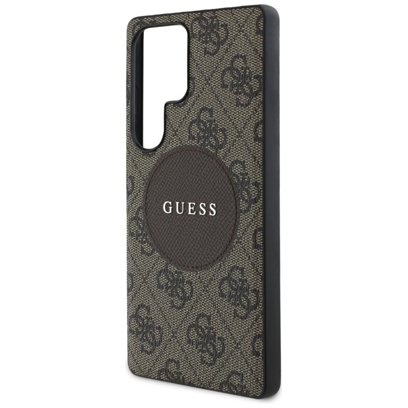 Husa Samsung Galaxy S25 Ultra Guess 4G Circle Classic Logo MagSafe, maro, GUHMS25LP4PGRSGW