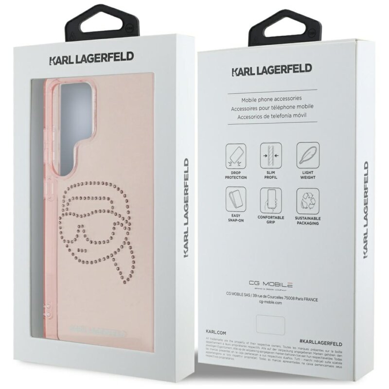 Husa Samsung Galaxy S25 Ultra Karl Lagerfeld IML Luxury, Karl Head, roz, KLHCS25LHKHDCELP