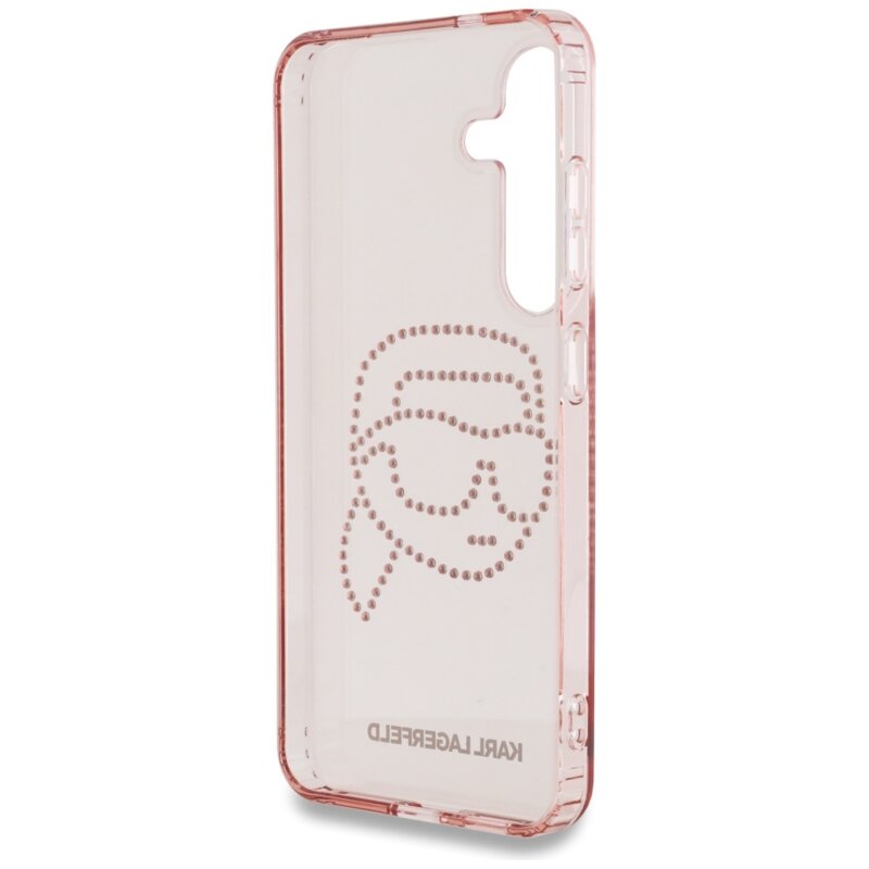 Husa Samsung Galaxy S25 Karl Lagerfeld IML Rhinestones, Karl Head, roz, KLHCS25SHKHDCELP