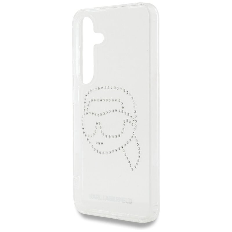 Husa Samsung Galaxy S25 Karl Lagerfeld IML Rhinestones, Karl Head, transparenta, KLHCS25SHKHDCELT
