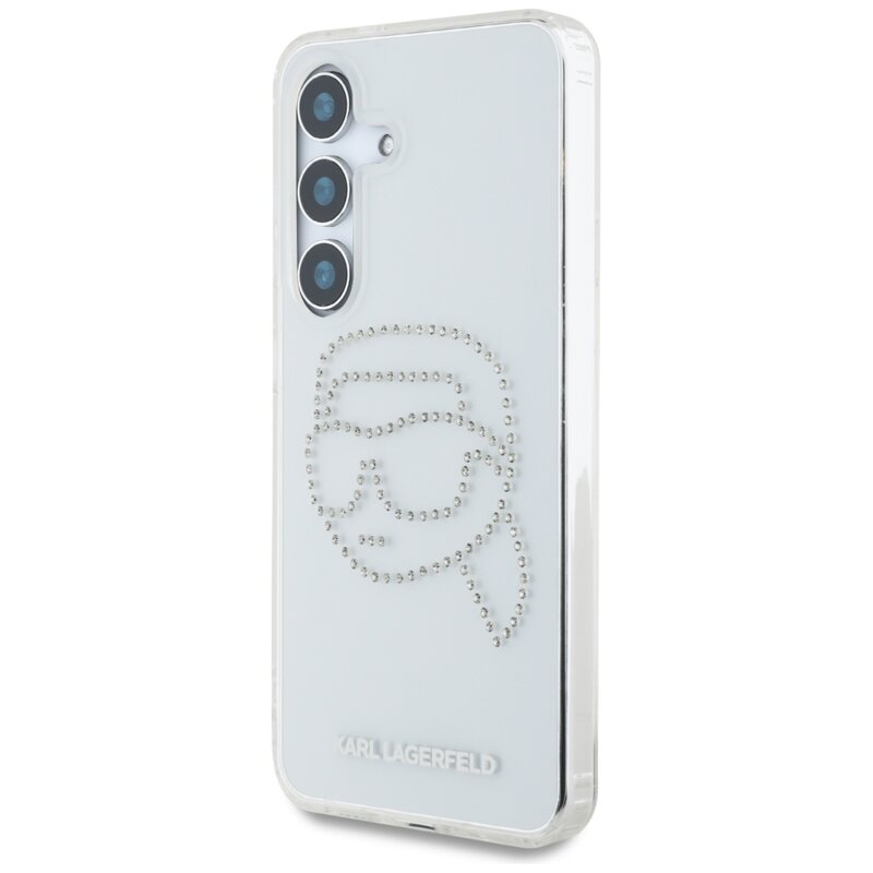 Husa Samsung Galaxy S25 Karl Lagerfeld IML Rhinestones, Karl Head, transparenta, KLHCS25SHKHDCELT