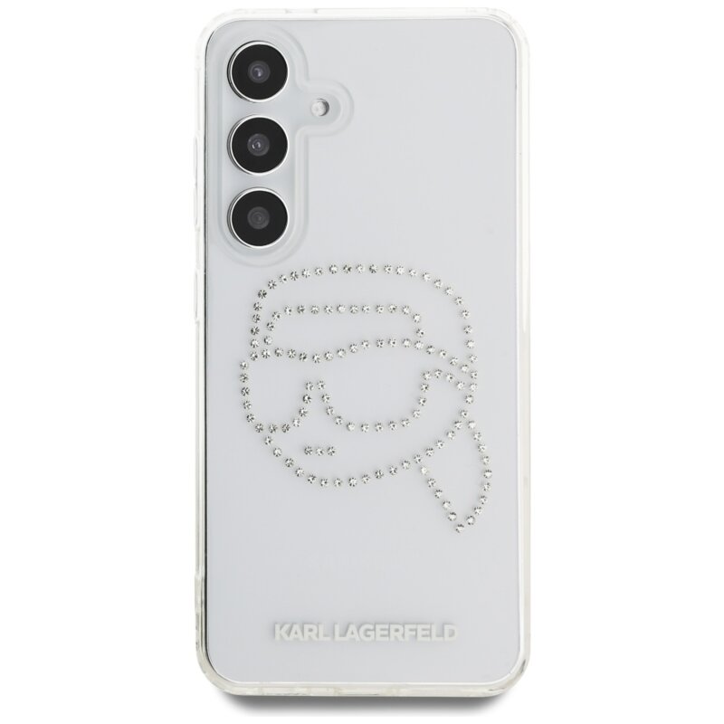 Husa Samsung Galaxy S25 Karl Lagerfeld IML Rhinestones, Karl Head, transparenta, KLHCS25SHKHDCELT