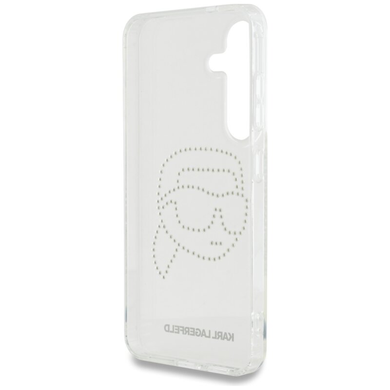 Husa Samsung Galaxy S25 Karl Lagerfeld IML Rhinestones, Karl Head, transparenta, KLHCS25SHKHDCELT