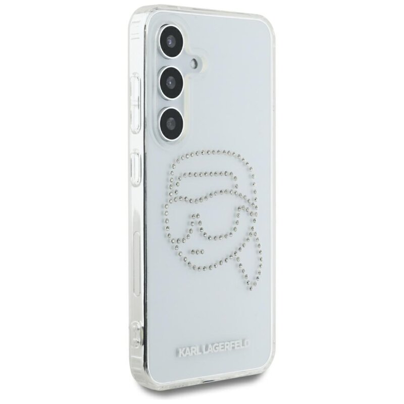 Husa Samsung Galaxy S25 Karl Lagerfeld IML Rhinestones, Karl Head, transparenta, KLHCS25SHKHDCELT