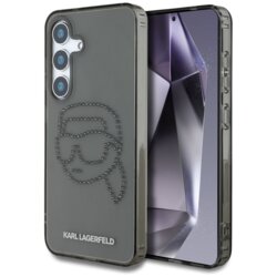 Husa Samsung Galaxy S25 Karl Lagerfeld IML Rhinestones, Karl Head, KLHCS25SHKHDCELK