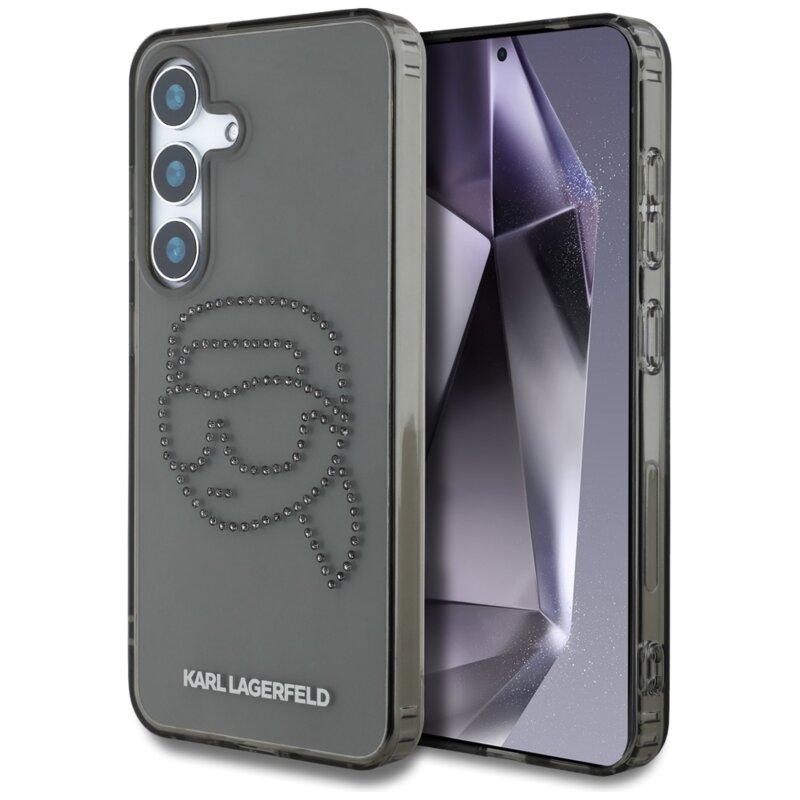 Husa Samsung Galaxy S25 Karl Lagerfeld IML Rhinestones, Karl Head, KLHCS25SHKHDCELK