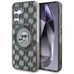 Husa Samsung Galaxy S25 Karl Lagerfeld IML Monogram MagSafe, Karl&Choupette Head, KLHMS25SHMCKMHK