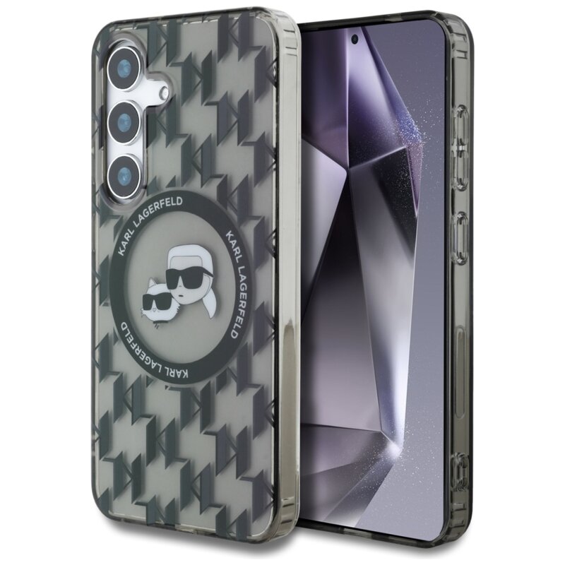 Husa Samsung Galaxy S25 Karl Lagerfeld IML Monogram MagSafe, Karl&Choupette Head, KLHMS25SHMCKMHK