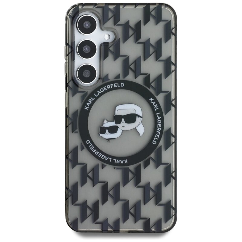 Husa Samsung Galaxy S25 Karl Lagerfeld IML Monogram MagSafe, Karl&Choupette Head, KLHMS25SHMCKMHK