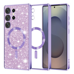 Husa premium Samsung Galaxy S25 Ultra Techsuit Luxury Glitter MagSafe, mov deschis