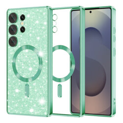Husa premium Samsung Galaxy S25 Ultra Techsuit Luxury Glitter MagSafe, verde deschis