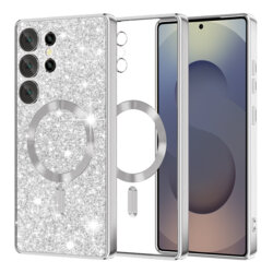 Husa premium Samsung Galaxy S25 Ultra Techsuit Luxury Glitter MagSafe, argintiu