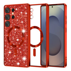 Husa premium Samsung Galaxy S25 Ultra Techsuit Luxury Glitter MagSafe, rosu