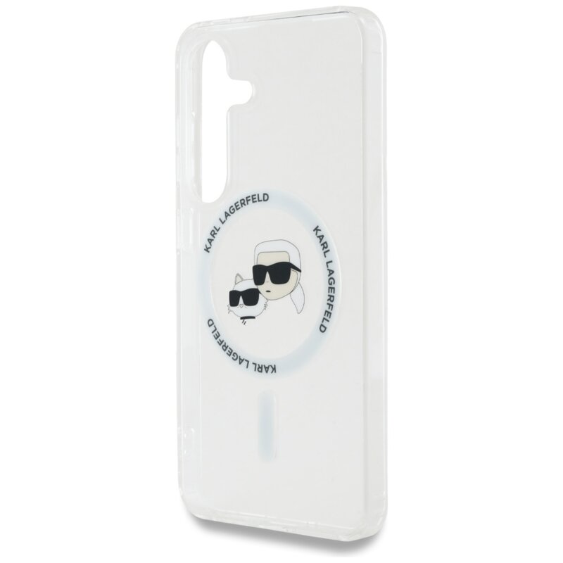 Husa Samsung Galaxy S25 Karl Lagerfeld IML MagSafe, Metal Karl&Choupette Head, KLHMS25SHLSKCH