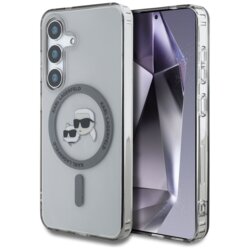 Husa Samsung Galaxy S25 Plus Karl Lagerfeld IML MagSafe, Metal Karl&Choupette Head, KLHMS25MHLSKCK