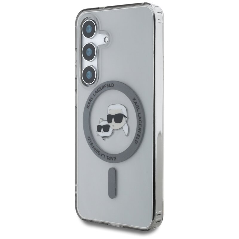 Husa Samsung Galaxy S25 Plus Karl Lagerfeld IML MagSafe, Metal Karl&Choupette Head, KLHMS25MHLSKCK