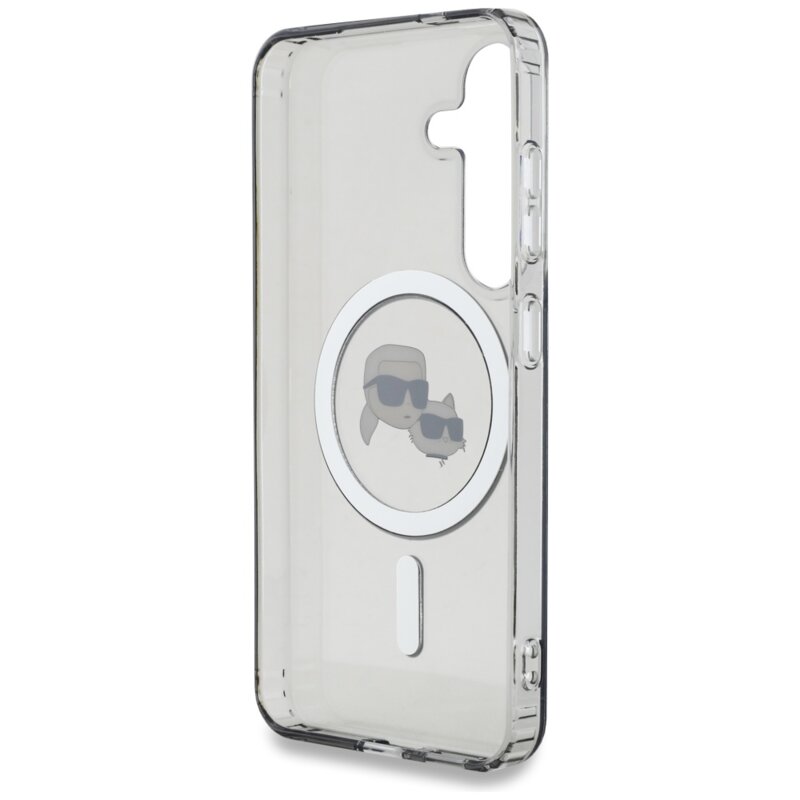 Husa Samsung Galaxy S25 Karl Lagerfeld IML MagSafe, Metal Karl&Choupette Heads, KLHMS25SHLSKCK