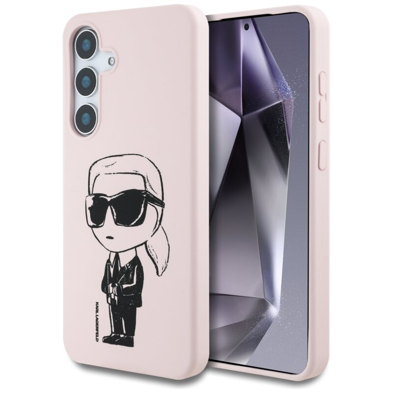 Husa Karl Lagerfeld Samsung Galaxy S25 Silicone Graffiti MagSafe, Ikonik Pink, KLHMS25SPNYKGRTP
