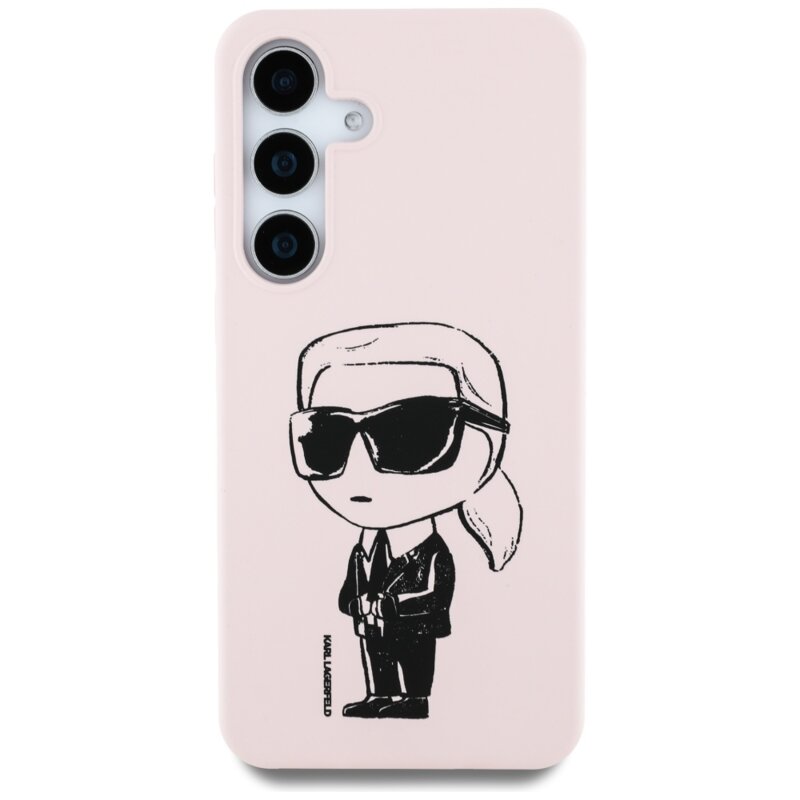 Husa Karl Lagerfeld Samsung Galaxy S25 Silicone Graffiti MagSafe, Ikonik Pink, KLHMS25SPNYKGRTP