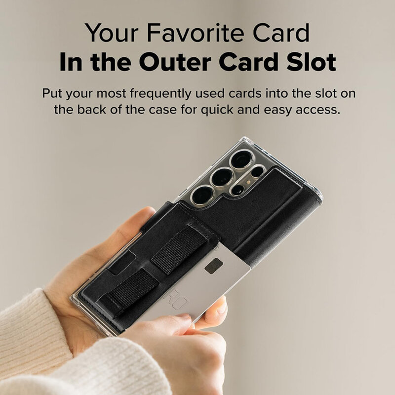 Husa Samsung Galaxy S23 Ultra Ringke Folio Grip Wallet Magnetic, negru