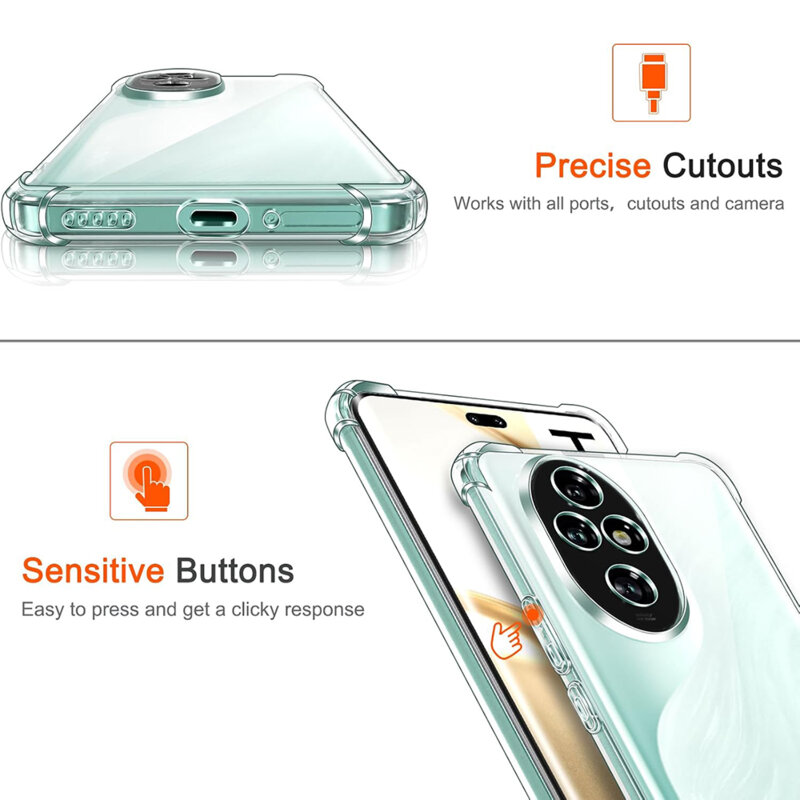 Husa Honor 200 Pro Techsuit Shockproof Clear Silicone, transparenta