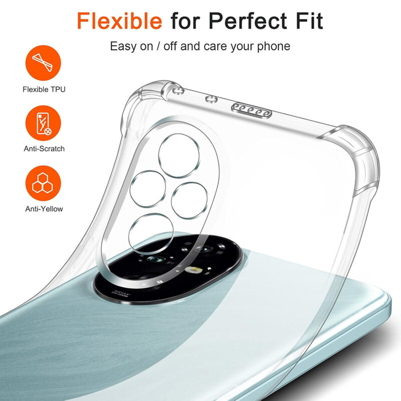 Husa Honor 200 Techsuit Shockproof Clear Silicone, transparenta
