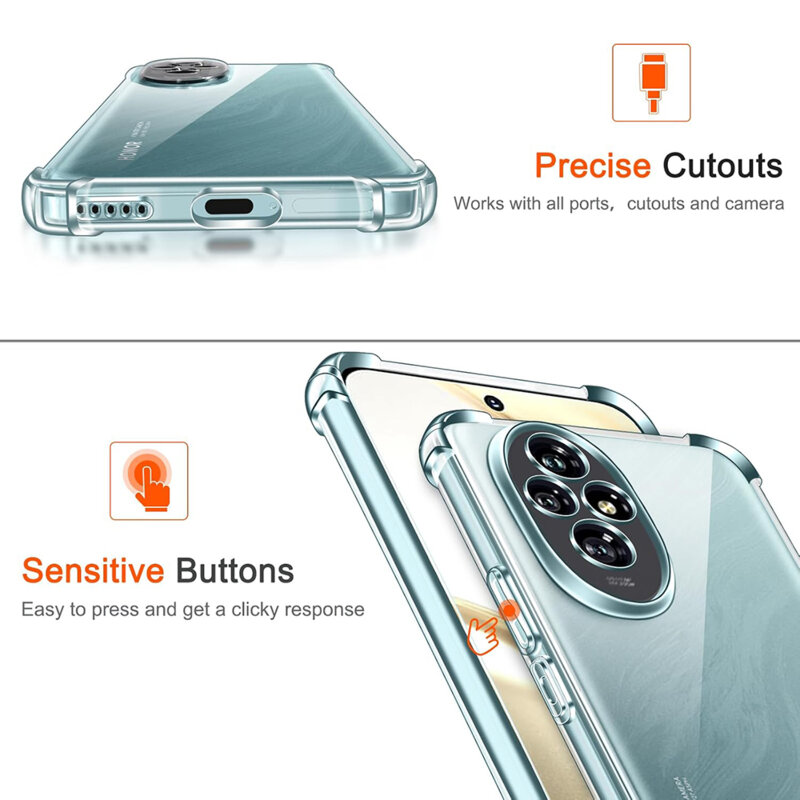 Husa Honor 200 Techsuit Shockproof Clear Silicone, transparenta