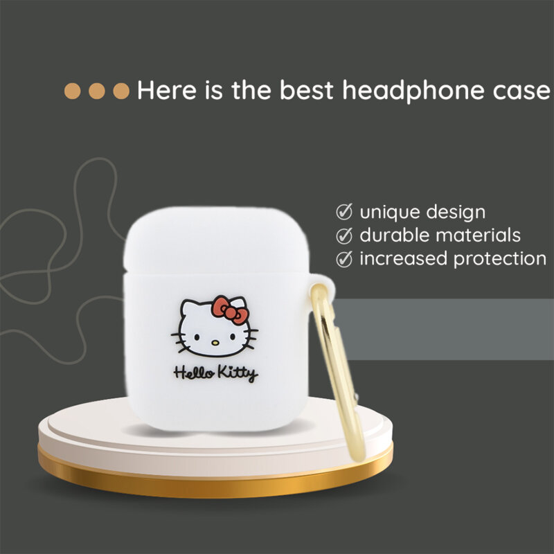 Husa AirPods Pro 1 Hello Kitty Silicone 3D Kitty Head, HKAP3DKHSF, rosu