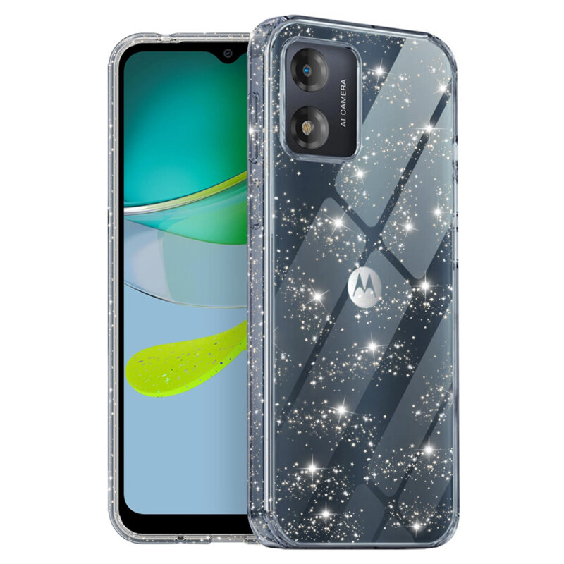 Husa sclipici Motorola Moto E13 Techsuit SparkleSkin, transparenta