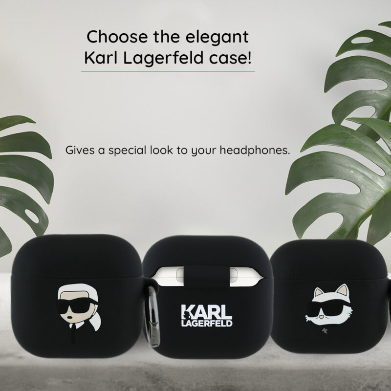 Husa Apple AirPods 4 Karl Lagerfeld Silicone Choupette Head 3D, roz, KLA4RUNCHP