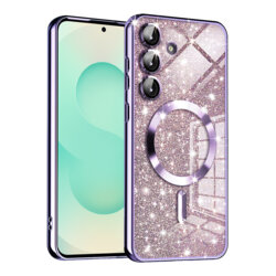 Husa premium Samsung Galaxy S25 Plus Techsuit Luxury Glitter MagSafe, mov deschis