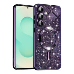 Husa premium Samsung Galaxy S25 Plus Techsuit Luxury Glitter MagSafe, mov