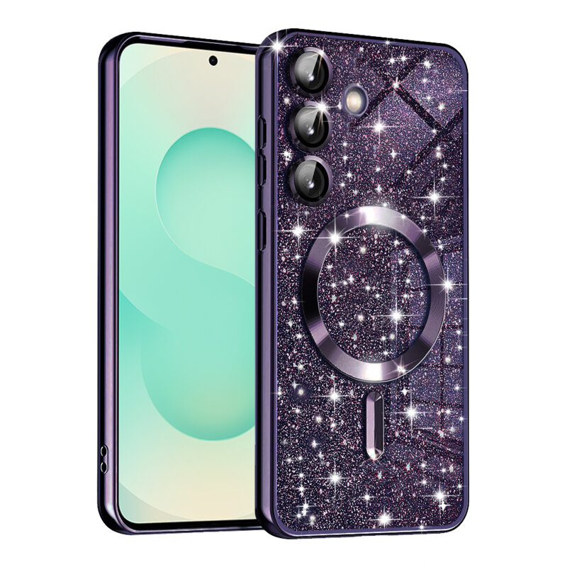 Husa premium Samsung Galaxy S25 Plus Techsuit Luxury Glitter MagSafe, mov