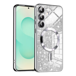 Husa premium Samsung Galaxy S25 Plus Techsuit Luxury Glitter MagSafe, argintiu