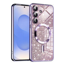 Husa premium Samsung Galaxy S25 Techsuit Luxury Glitter MagSafe, mov deschis