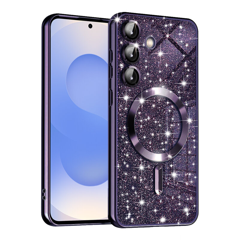 Husa premium Samsung Galaxy S25 Techsuit Luxury Glitter MagSafe, mov