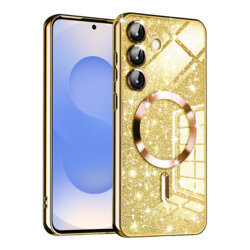 Husa premium Samsung Galaxy S25 Techsuit Luxury Glitter MagSafe, auriu