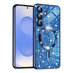 Husa premium Samsung Galaxy S25 Techsuit Luxury Glitter MagSafe, albastru