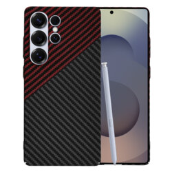 Husa Samsung Galaxy S25 Ultra Techsuit Carbonite FiberShell, rosu inchis